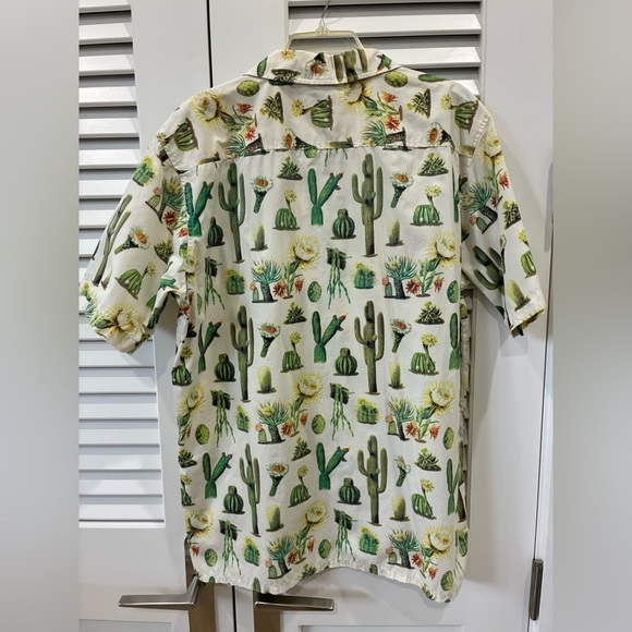 Brixton Cactus-Print Short Sleeve Camp Shirt - Green on Cream - Picture 3 of 3